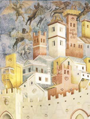 GIOTTO di Bondone The Devils Cast out of Arezzo (mk08) Norge oil painting art